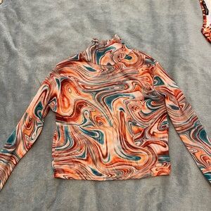 Nasty Gal Multicolor Swirl Long Sleeve Top